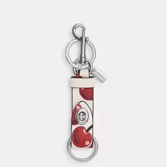 Coach Trigger Snap Bag Charm Key Chain with Cherry Print NWT - Picture 1 of 13
